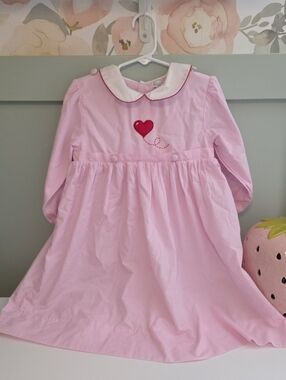Petit Ami 4t Pink Long Sleeve Heart Appliqué Dress Smocked Vintage Style